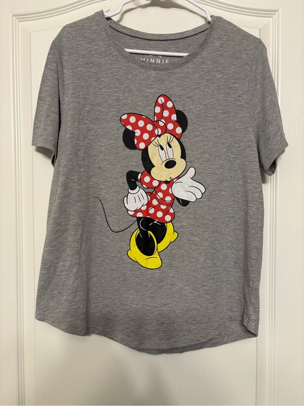 Disney Minnie Mouse Gray Logo Tee with White Print